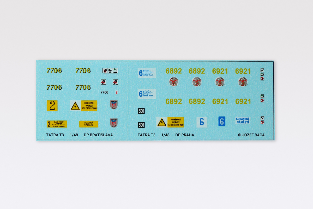 Tatra T3 decals for Bratislava and Praha