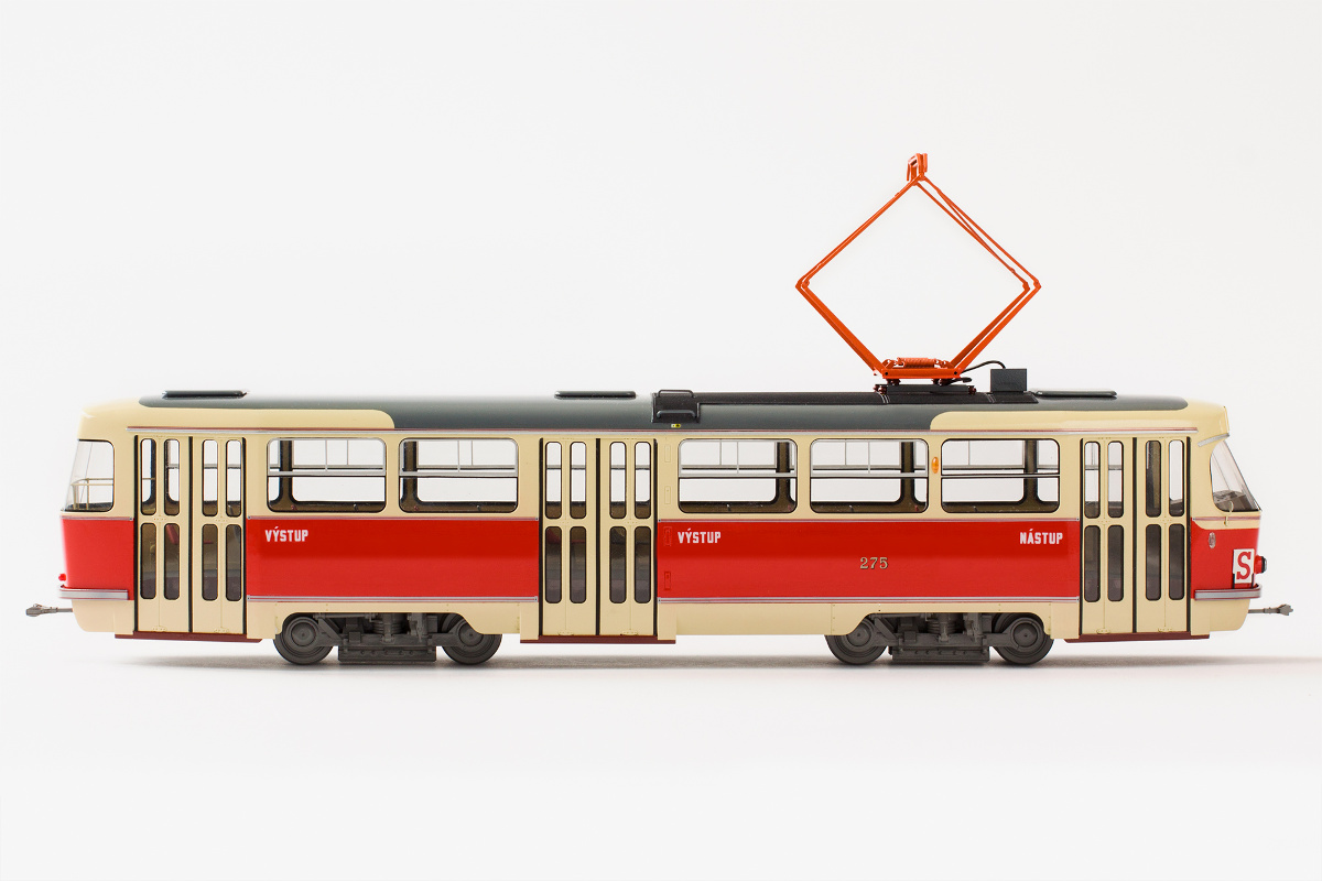 Tatra T3 historic model in Bratislava color scheme