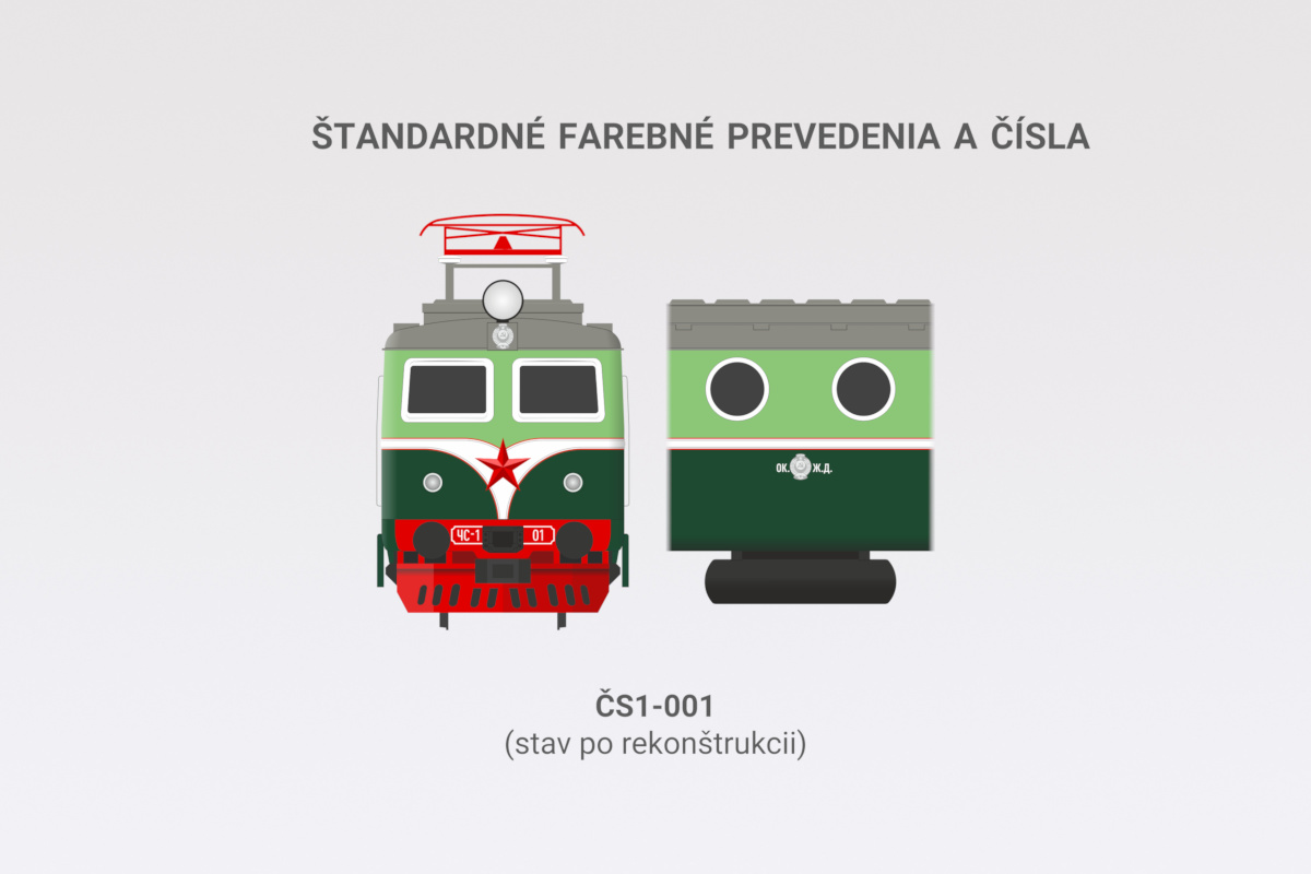 Standardne farebne prevedenia elektrickej lokomotivy ČS1-001/002 Bobina